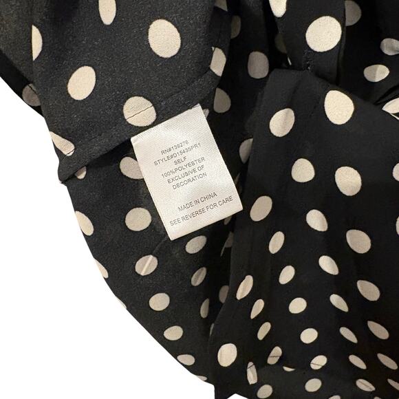 Daniel Rainn Black Cream Polka Dot Sleeveless Top with Polka Dot Trim Accent M - Picture 4 of 6